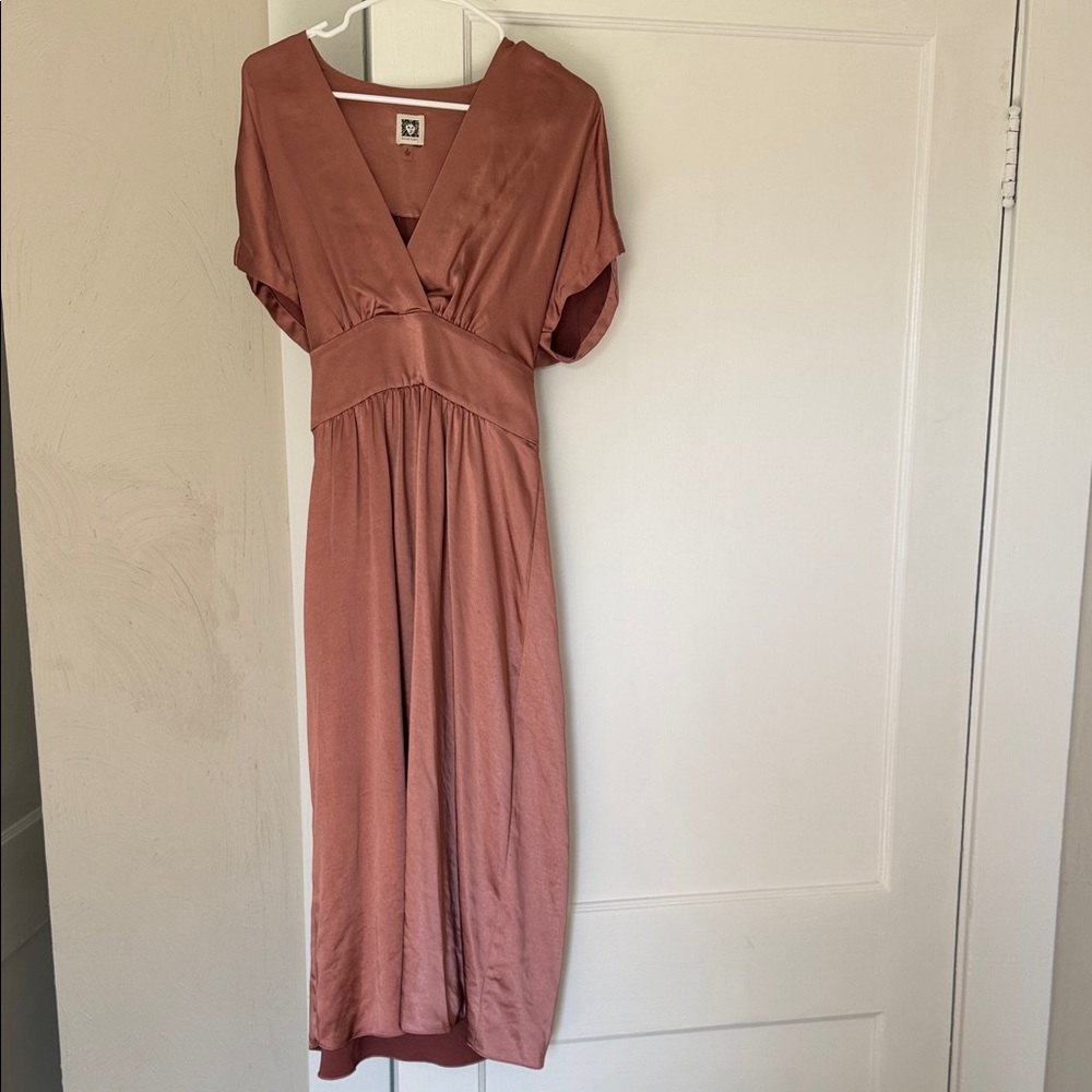 Anne Klein Dusty Rose V-Neck Midi Dress
